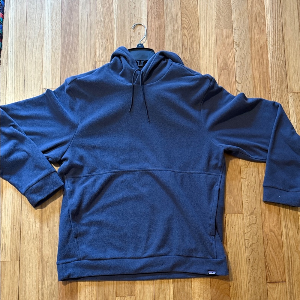 Men's Navy Blue Hooded Pullover Fleece Shirt